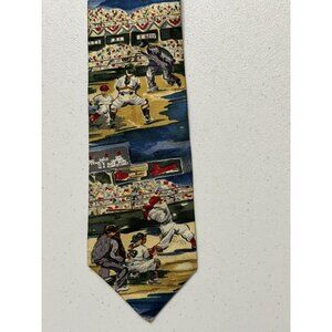 Vintage Harken LTD Necktie Baseball 100% Silk Hand Printed‎ Italy Made In USA